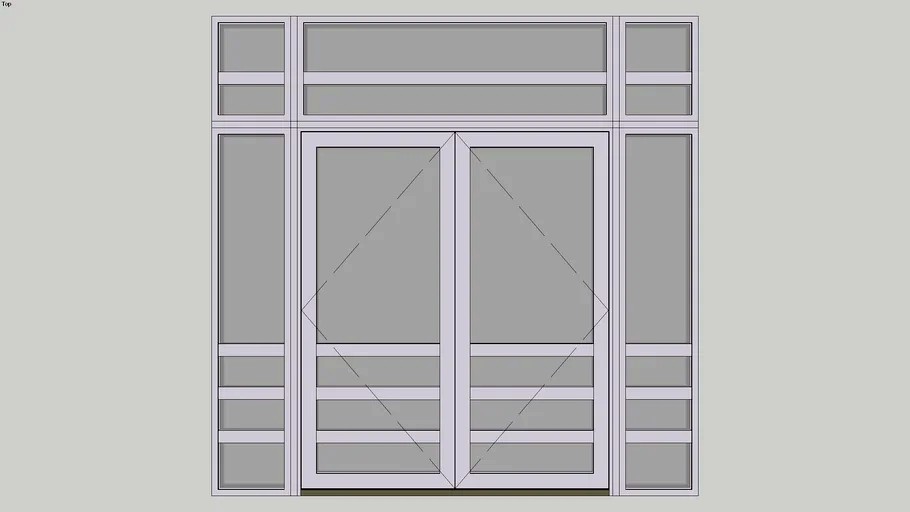 Marvin Modern Outswing Door 2-Panel with Flankers and Transom