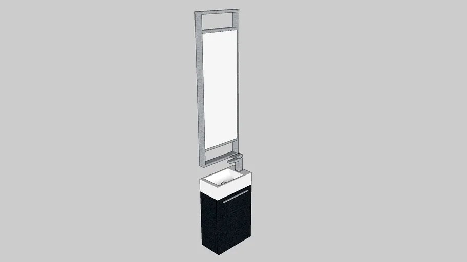 Fresca Pulito Small Black Modern Bathroom Vanity with Tall Mirror