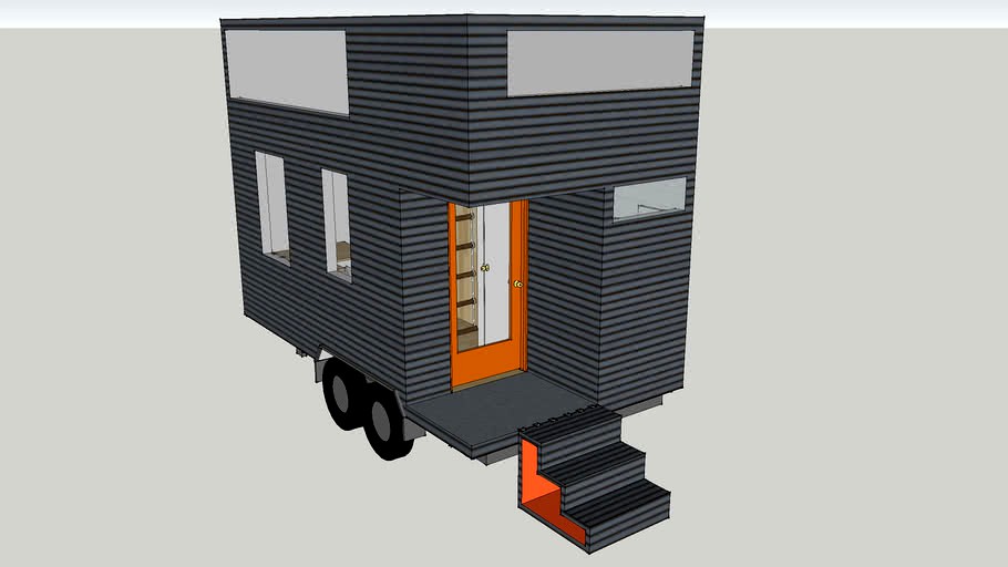 Grey and Orange Modern Tiny Home