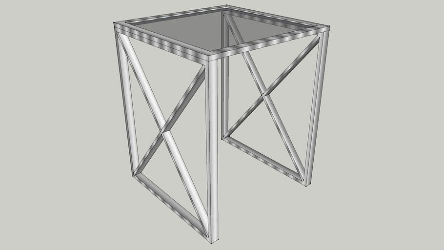 Glass-Top Side Table with Stainless Steel Frame