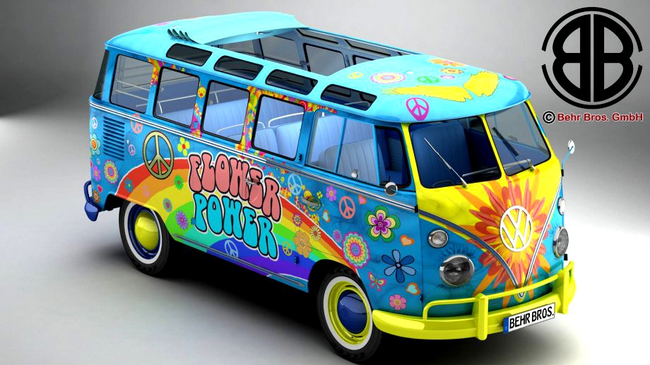 Volkswagen Type 2 Samba 1963 Hippie3d model