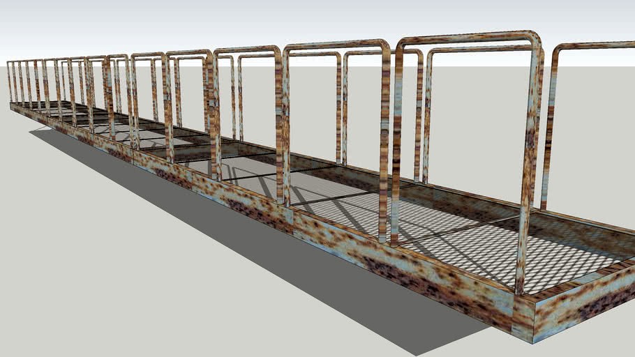 Section of rusted steel catwalk