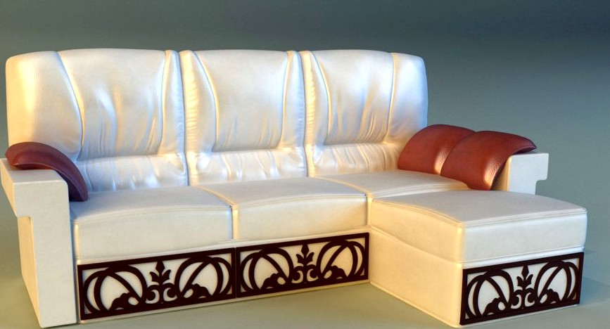 Leather corner sofa wood decor3d model