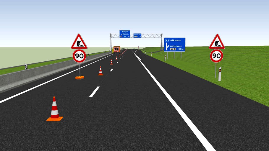 Snelweg Koninkrijk Benjiland (met wegwerkzaamheden)