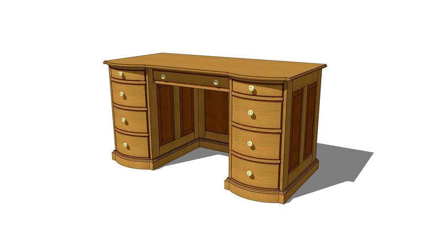 Kneehole Desk - with bowed front drawers