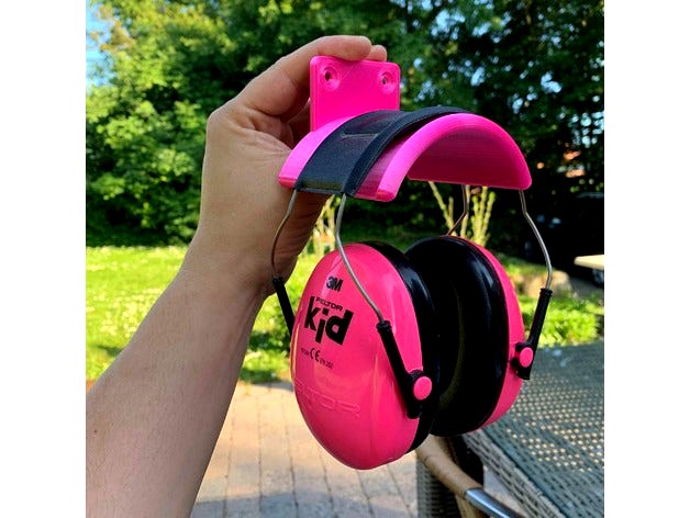 Head phone/hearing protection holder by Kerndrup