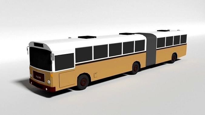 Low Poly Cartoon Retro Bus