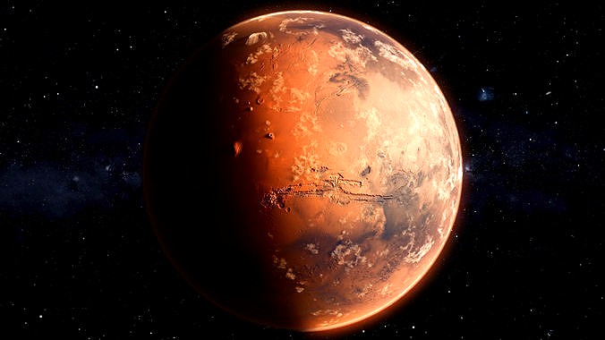 Ultra High Quality MARS planet with terrain atmosphere  clouds