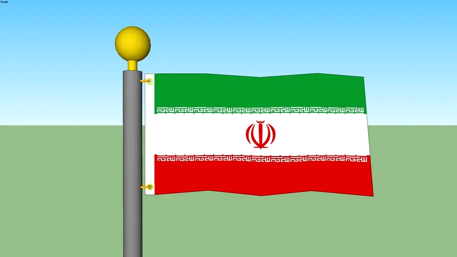 Iran Flag with Flagpole