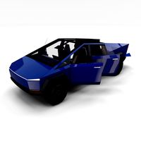 tesla cybertruck with interior blue