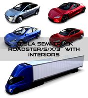 tesla pack semi roadster model s x 3 with interiors