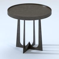 Devlin Industrial Loft Round Metal Stone Side End Table