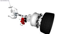 front suspension details (wheel, suspention knukle, hub bearing,absorber,lower control arm,brake disk, brake caliper,damper,pads)