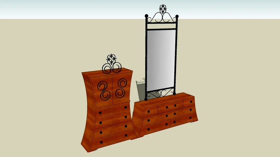 Wrought Iron Dresser and Armoire set