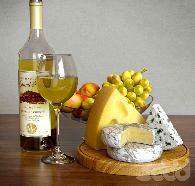 White wine and cheese set