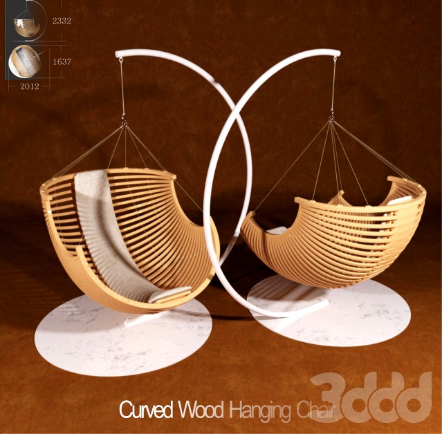 Curved Wood Hanging Chair.