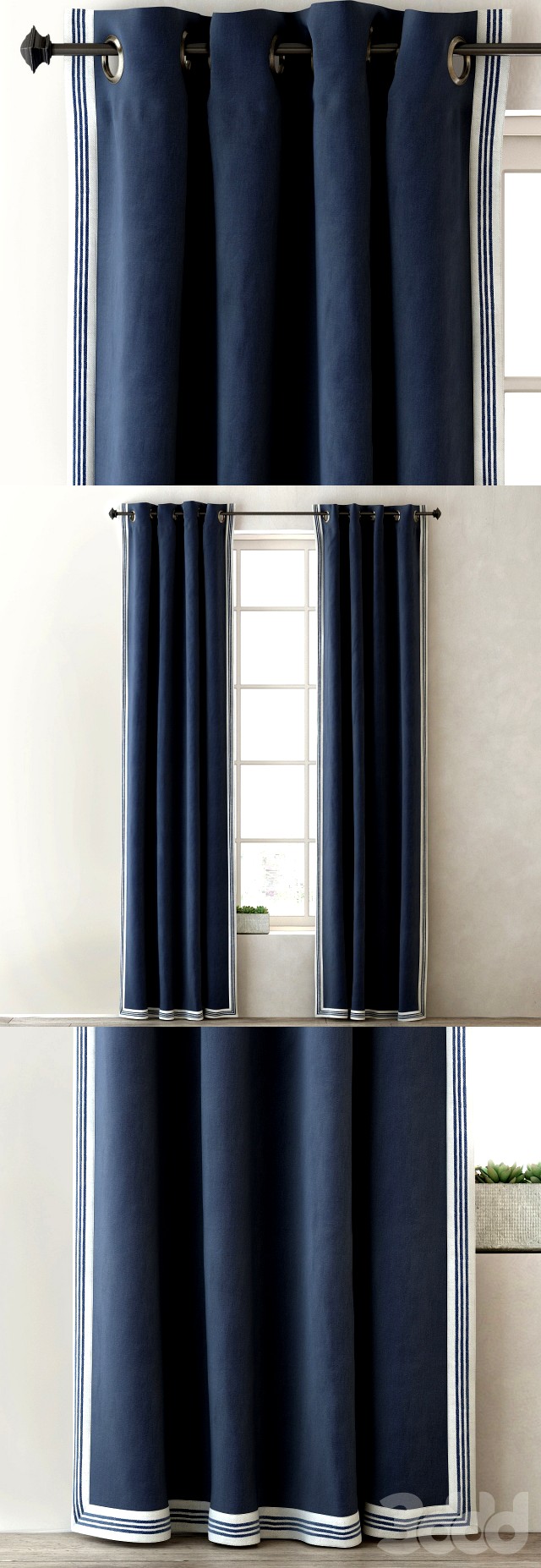 RH/ TICKING STRIPE BORDER DRAPERY PANEL