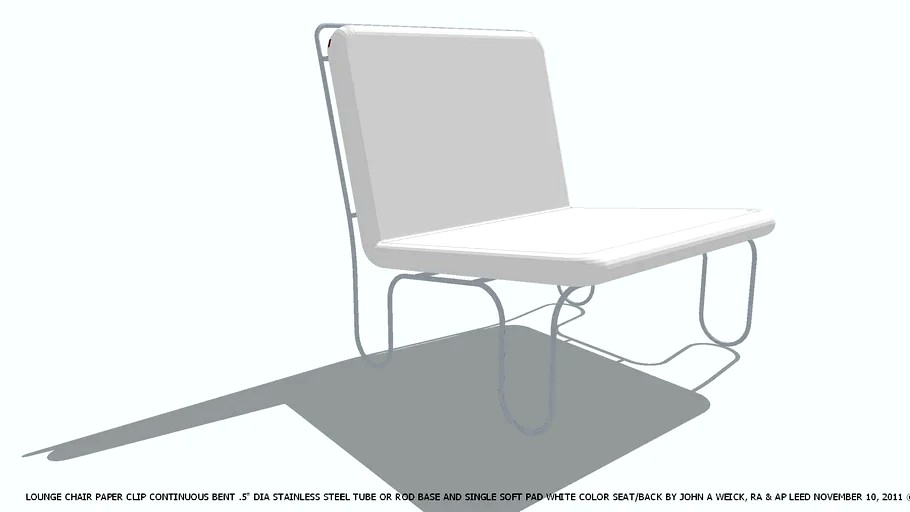 LOUNGE CHAIR PAPER CLIP WHITE CUSHION DESIGNED BY JOHN A WEICK RA