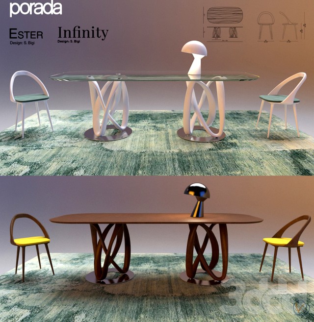 Porada Infinity Table and Ester Chair