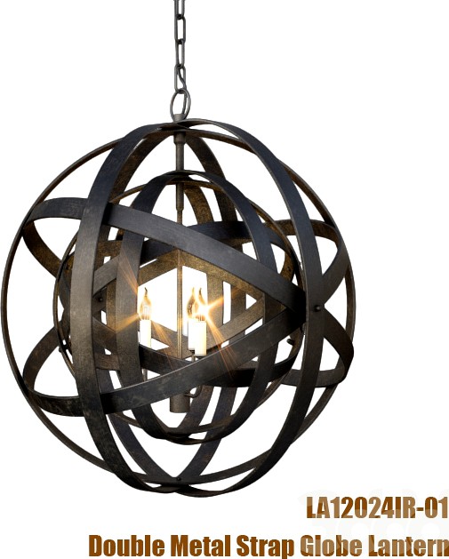 Double Metal Strap Globe Lantern