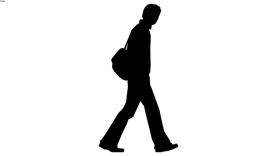 2d silhouette man, walking with backpack