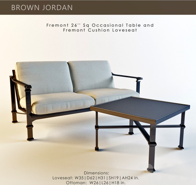 brown jordan Loveseat and table