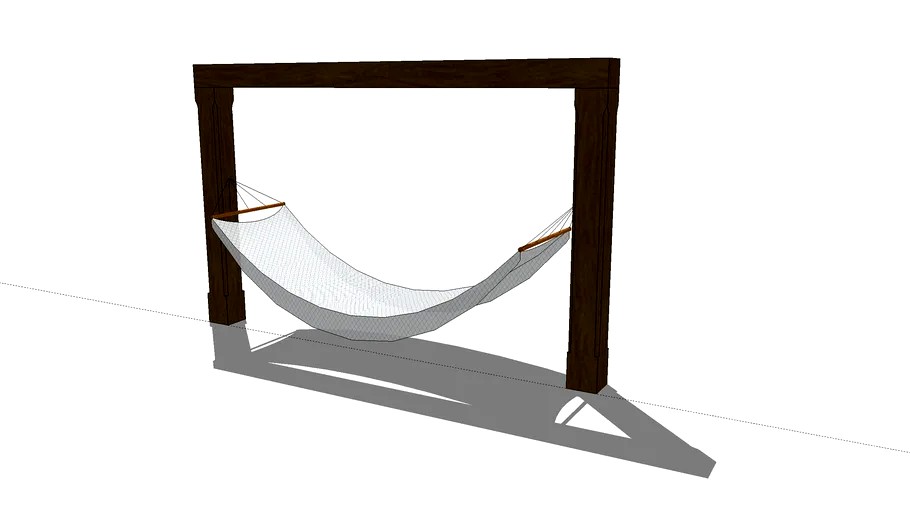 Hammock with wood frame 3d model