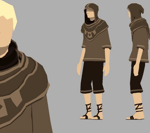 Low-poly flat-shaded hood character rigged and animated