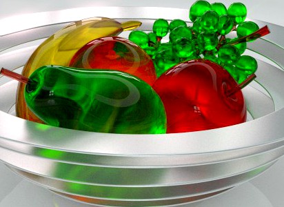 Glass fruits in a bowl