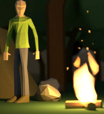 LOW POLY campfire in the forest
