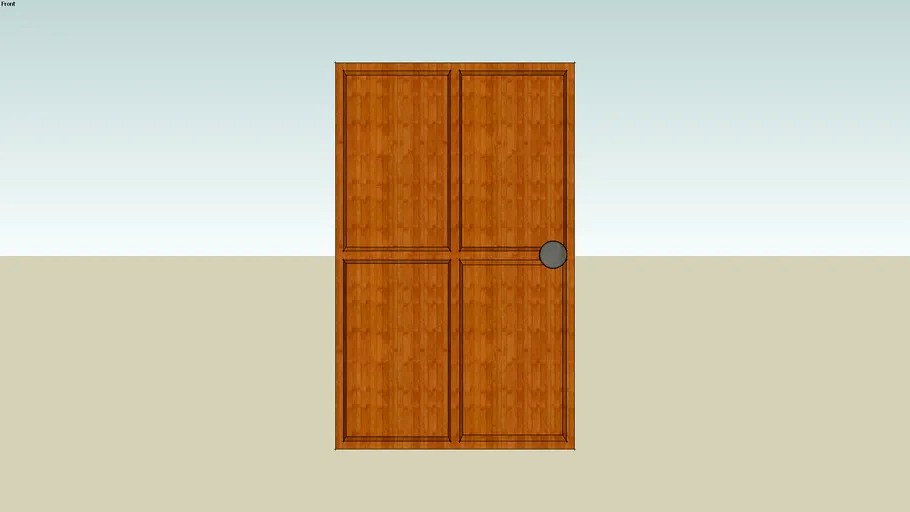 4 panel door with round knob 3d model