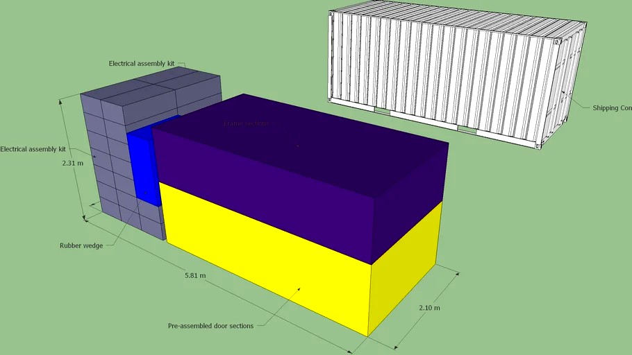 20ft Container packing example 3d model