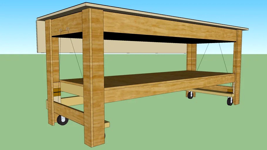 Rolling Worktable with Flip-up Shelf