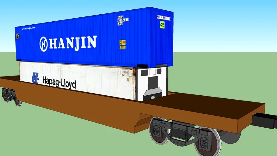 Container Double Stack in Intermodel Train Car