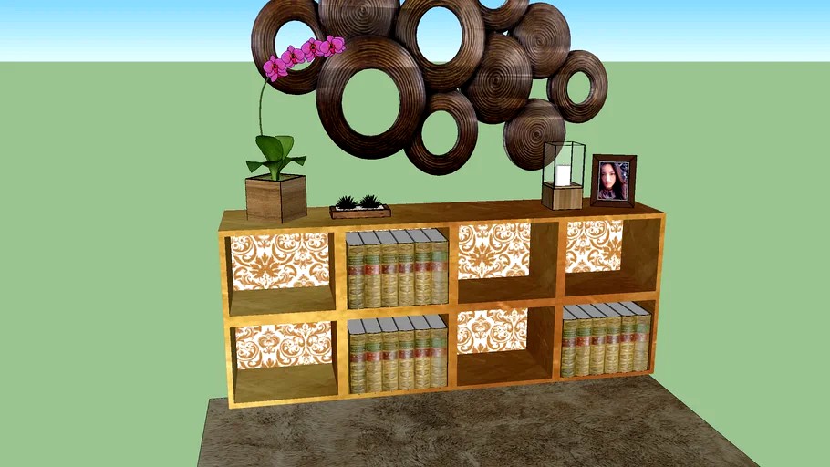 gold bookcase