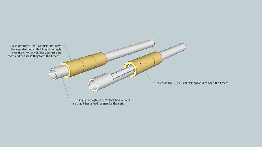 CPVC Breech for Nerf 3d model