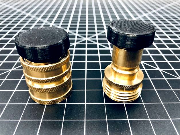 3D Printed Garden Hose Storage Plugs for 3/4" Quick Connect (Male + Female Set) by derekmccurry