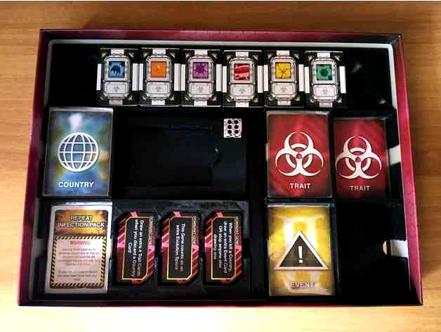 Plague Inc. board Game box Inset and Holders for Sleeved Cards by alexelax