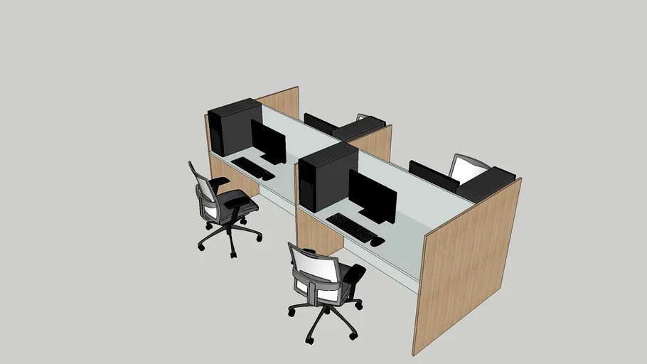 2x2 Office desk with partition