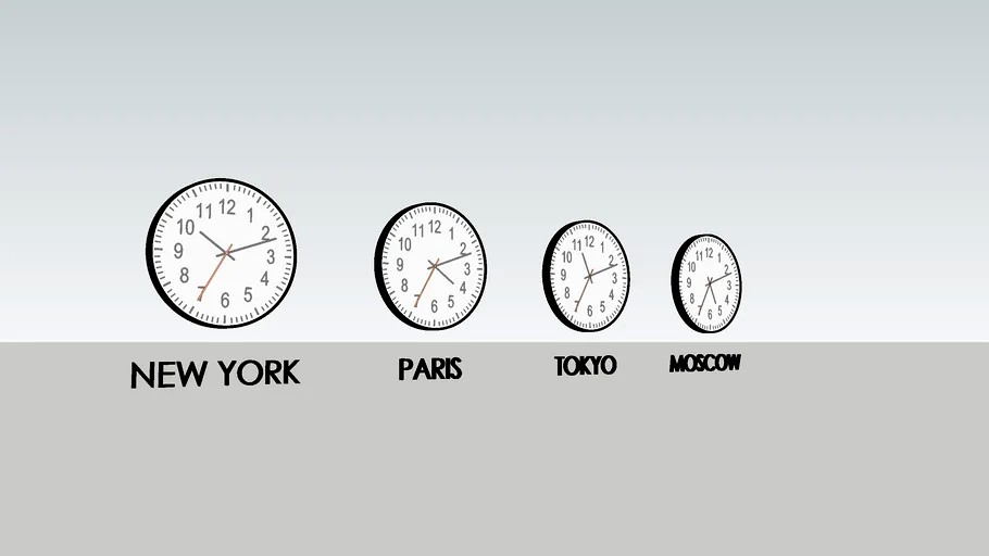 World time 4 zones clock