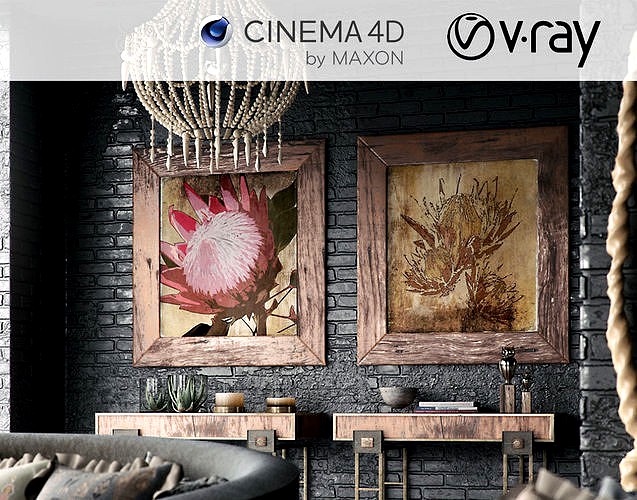 VRay - C4D Scene files - African Interior Scene