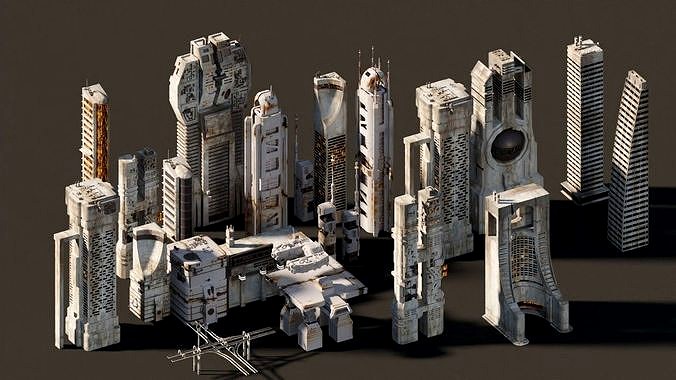 Futuristic city buildings