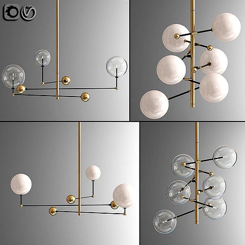 Glass Globe Mobile Round Chandelier 3d model
