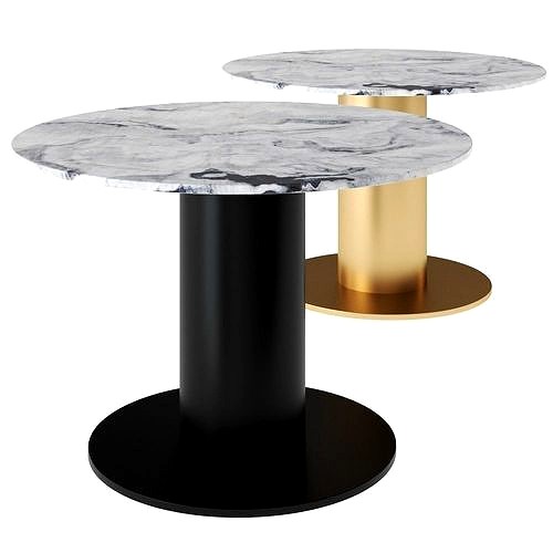 Tube Wide Dining Table Black Primavera Marble Top by Tom Dixon