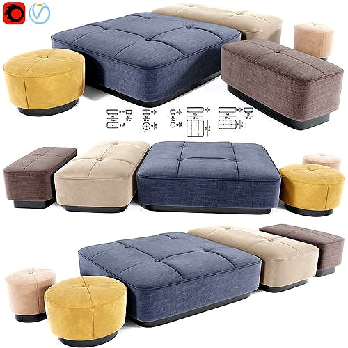 Minotti Jacques Poufs Set 02