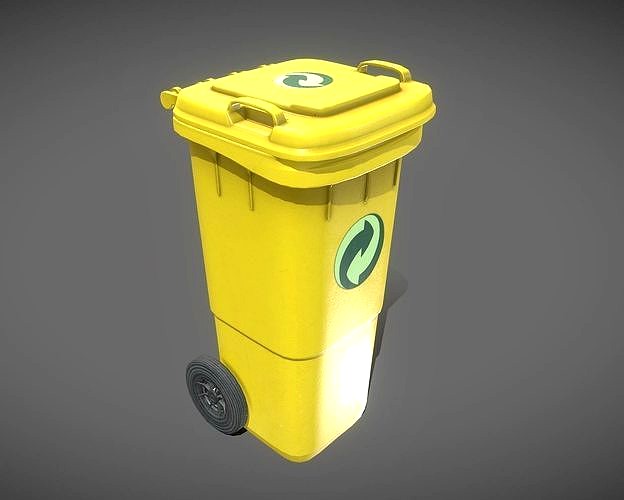 Yellow Plastic Waste Bin 60 Liters 945x360x448
