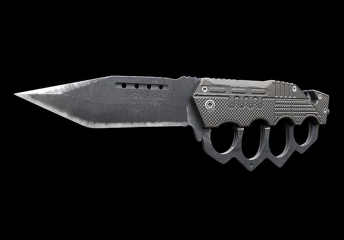 Black folding knuckle knife