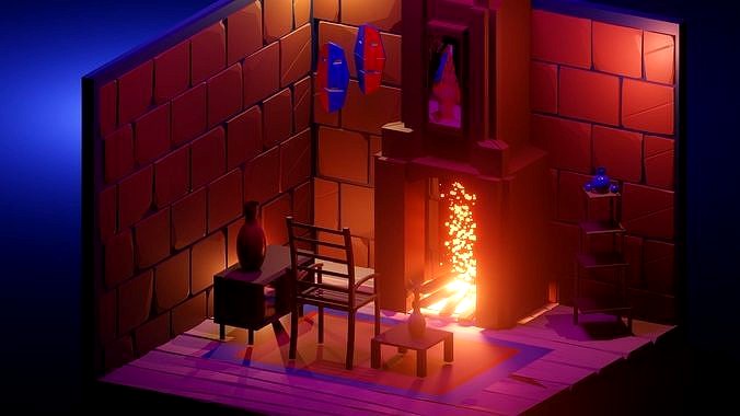 Lowpoly interrior design for games