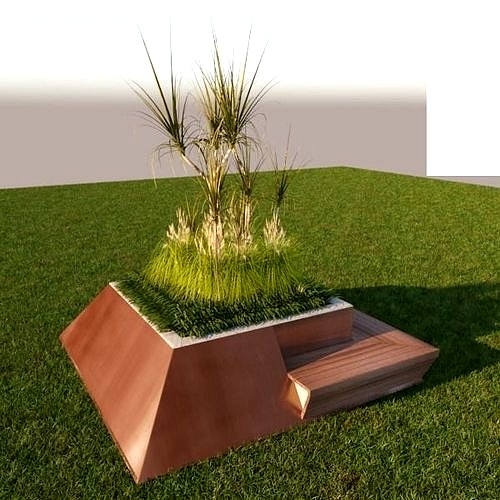 Modern Planter - Bench With Plants