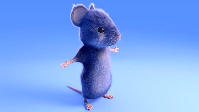 Mouse - Cartoon style - Grey fur